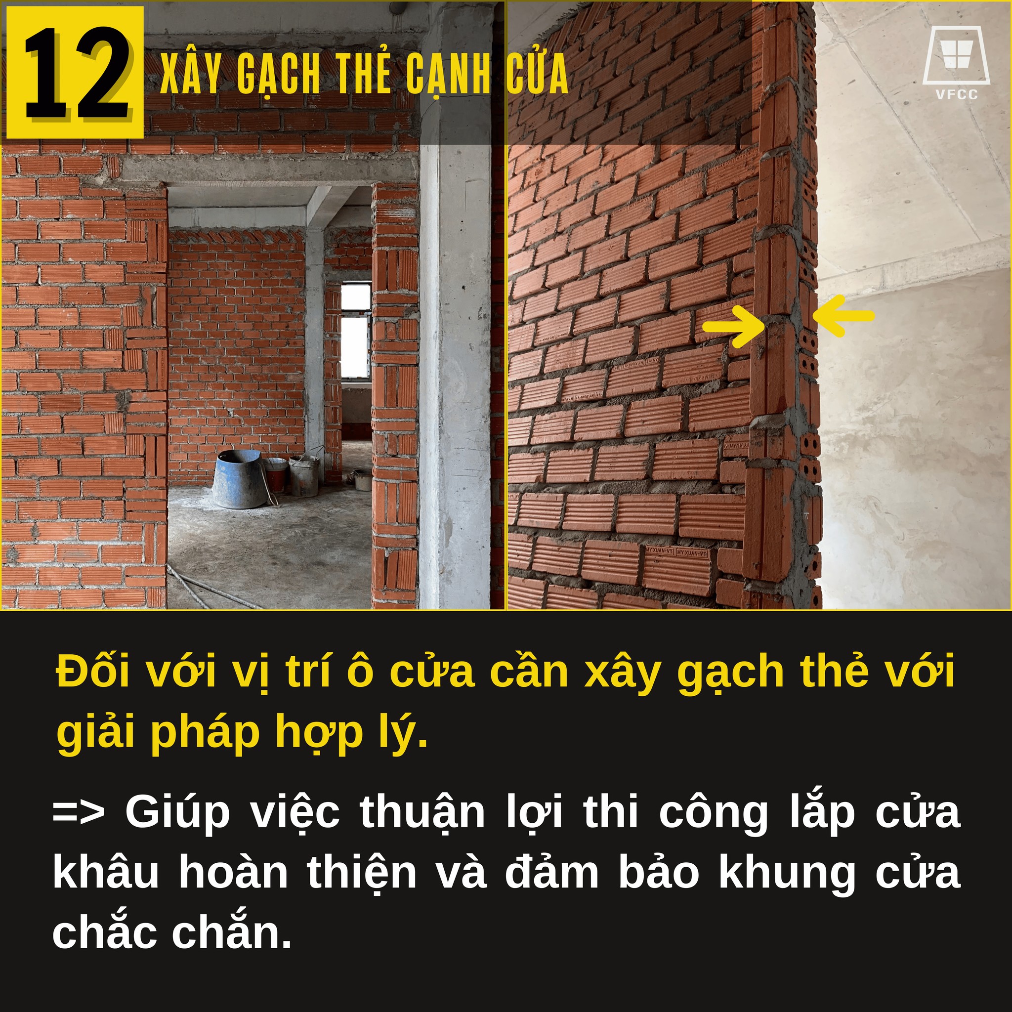 Phương pháp xây gạch thẻ cạnh cửa