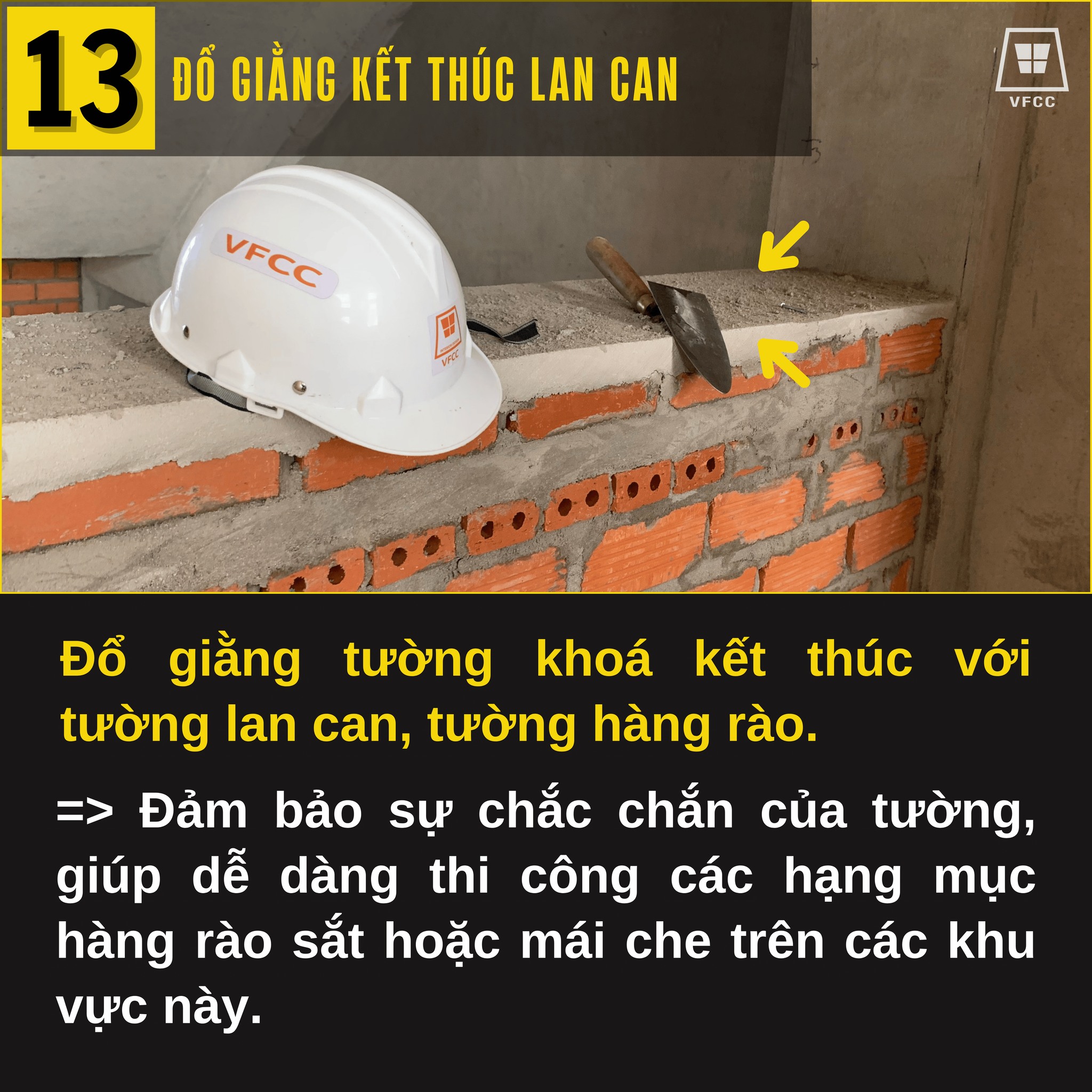 Phương pháp đổ giằng kết thúc lan can